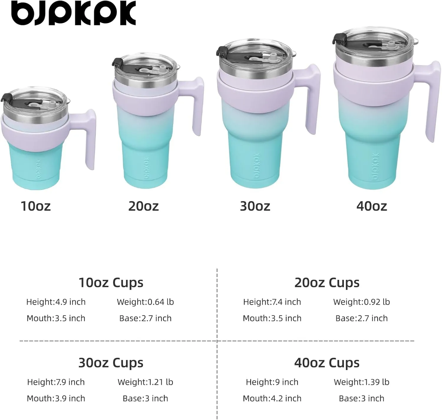BJPKPK 20 oz Tumbler With Handle And Straw Stainless Steel Insulated Tumbler Cups For Water Or Ice Coffee,Oasis