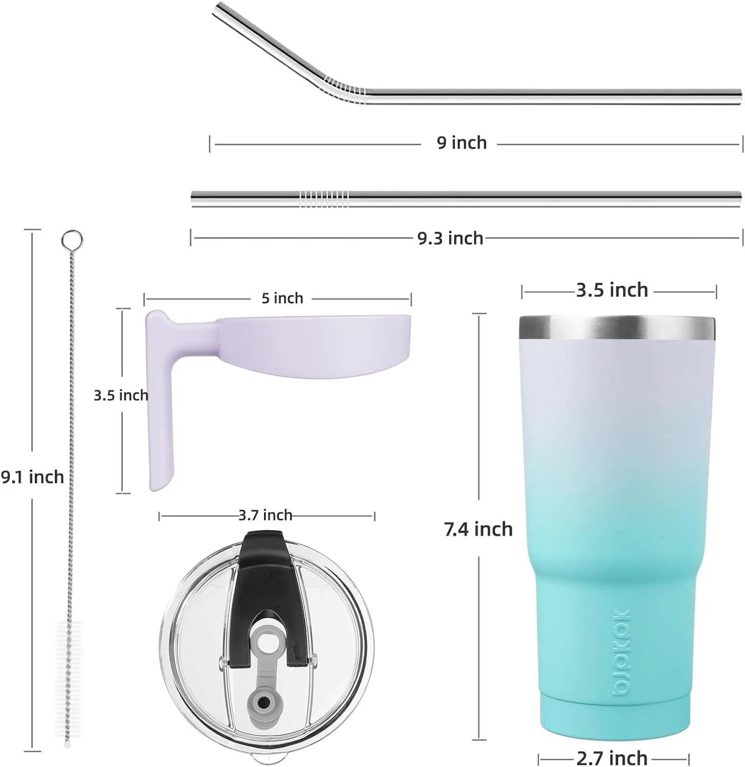 BJPKPK 20 oz Tumbler With Handle And Straw Stainless Steel Insulated Tumbler Cups For Water Or Ice Coffee,Oasis