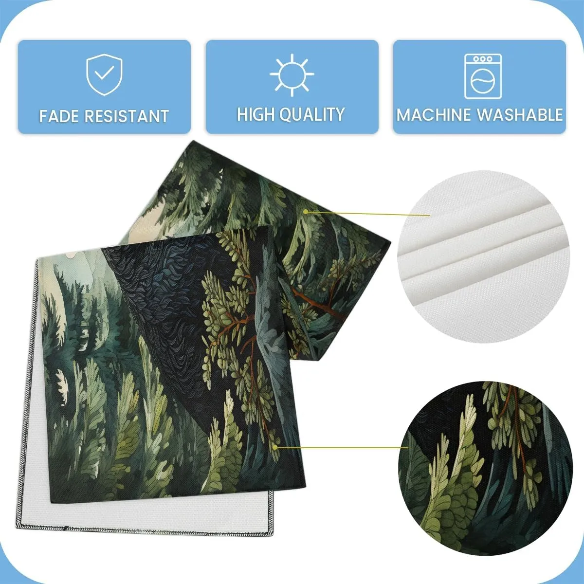 Black Bear Forest Wild Animals Table Runners 90 Inches Long, Farmhouse Kitchen Dining Table Runner for Indoor Outdoor Party Decor, 13x90 Inch