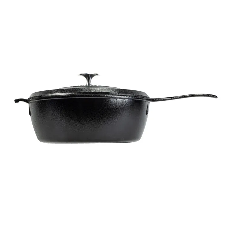 Blacklock 4 Quart Triple Seasoned Cast Iron Deep Skillet With Lid