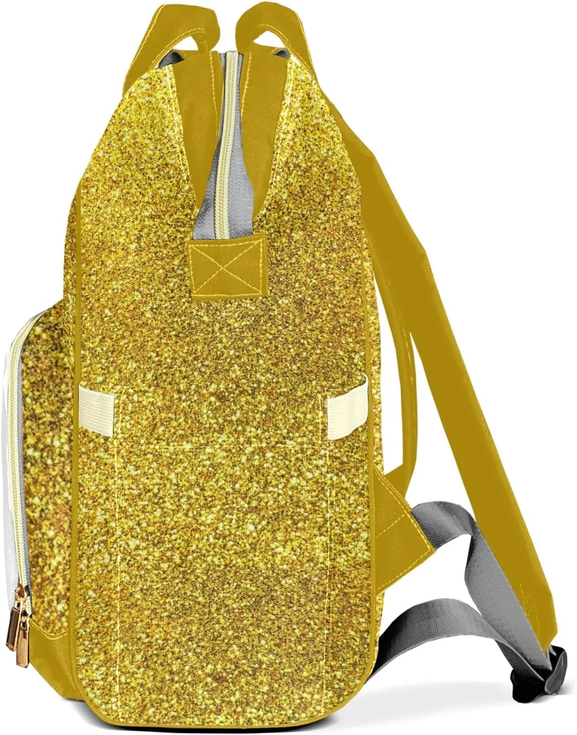 Bling Glitter Yellow Shiny Print Mummy Bags Custom Personalized with Name Diaper Bags Backpack Nappy Bag Gifts