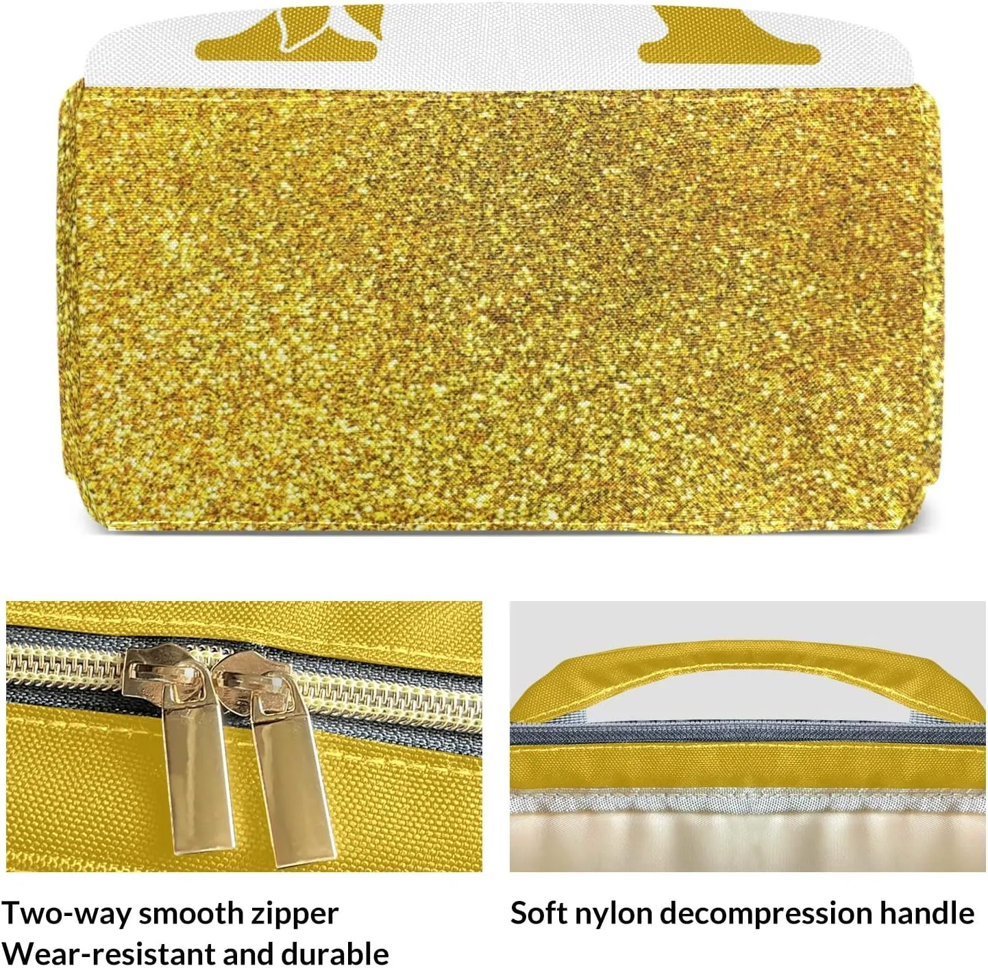 Bling Glitter Yellow Shiny Print Mummy Bags Custom Personalized with Name Diaper Bags Backpack Nappy Bag Gifts