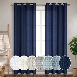 Blue Sliding Glass Door Curtains 52 Wide by 108 Length 2 Panels Patio Semi Sheer Light Filtering Drapes for Living Room 52x108 Inches Long Navy