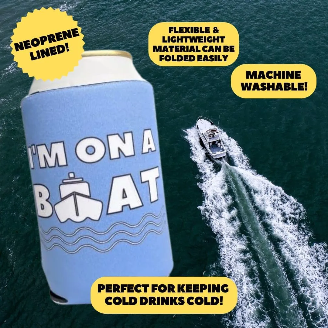 Boating Themed Coozies - Great Gift for Any Sailor - Premium Neoprene Material - 6 Pack (Standard 12oz Beer/Soda Can)