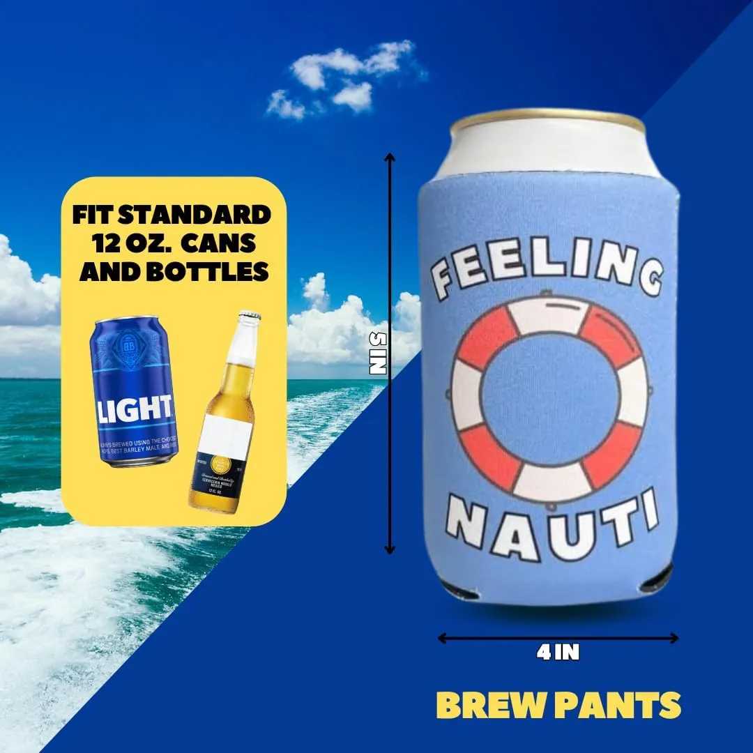 Boating Themed Coozies - Great Gift for Any Sailor - Premium Neoprene Material - 6 Pack (Standard 12oz Beer/Soda Can)