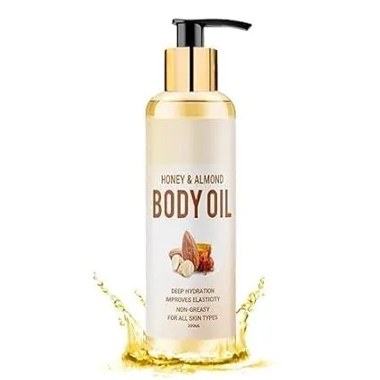 Body Oil for Women, Honey & Almond. Hydrating & Nourishing, for Daily Use After Bath. Glowing Skin Formula. Non-Greasy, 100% Natural