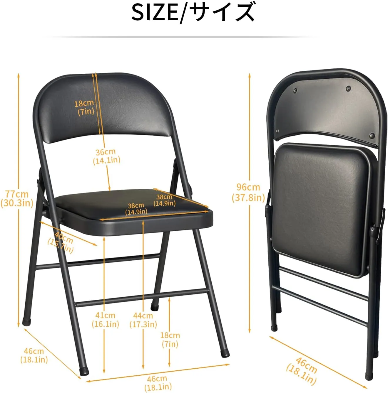 BOOSDEN Foldable Table and Chair Set, Folding Card Table and Chairs, Folding Table Chair Set, Foldable Table and Chair for Outdoor & Indoor, 2 Pack, Black