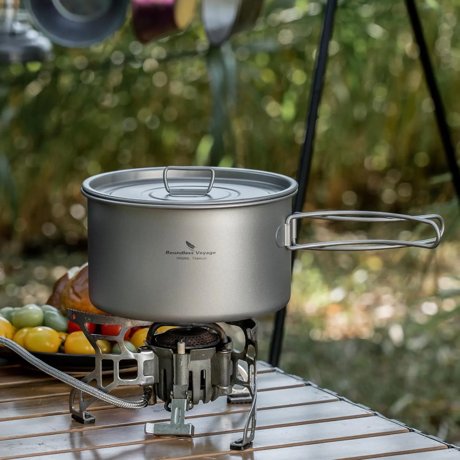 Boundless Voyage Camping Cookware Lightweight Cooking Pot Set Titanium Pot Portable for Outdoor Cooking Traveling Hiking Trekking Backpacking, 1-5 Person