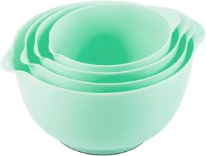 BoxedHome Nesting Plastic Mixing Bowl Set, 4 Piece Mixing Bowl Set with Pour Spouts, Size 1.7, 2.5, 3.5 and 4.5qt, for Prepping, Mixing, Baking, Cooking(2023 New Version, Green)