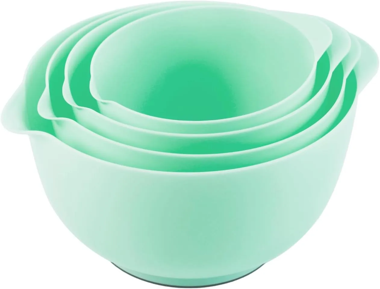 BoxedHome Nesting Plastic Mixing Bowl Set, 4 Piece Mixing Bowl Set with Pour Spouts, Size 1.7, 2.5, 3.5 and 4.5qt, for Prepping, Mixing, Baking, Cooking(2023 New Version, Green)