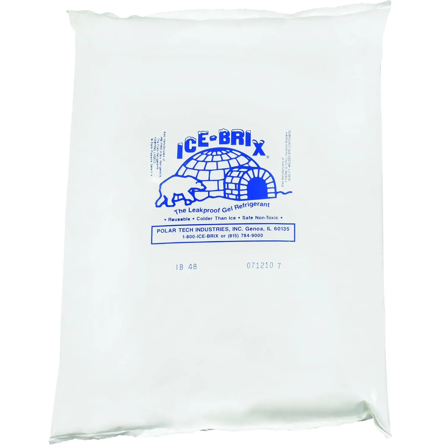 Boxes Fast BFIB48BPD Ice-Brix Cold Gel Pack, 10 1/4" x 8" x 1 1/2", 48oz. Reusable, Food Safe, White (Pack of 6)