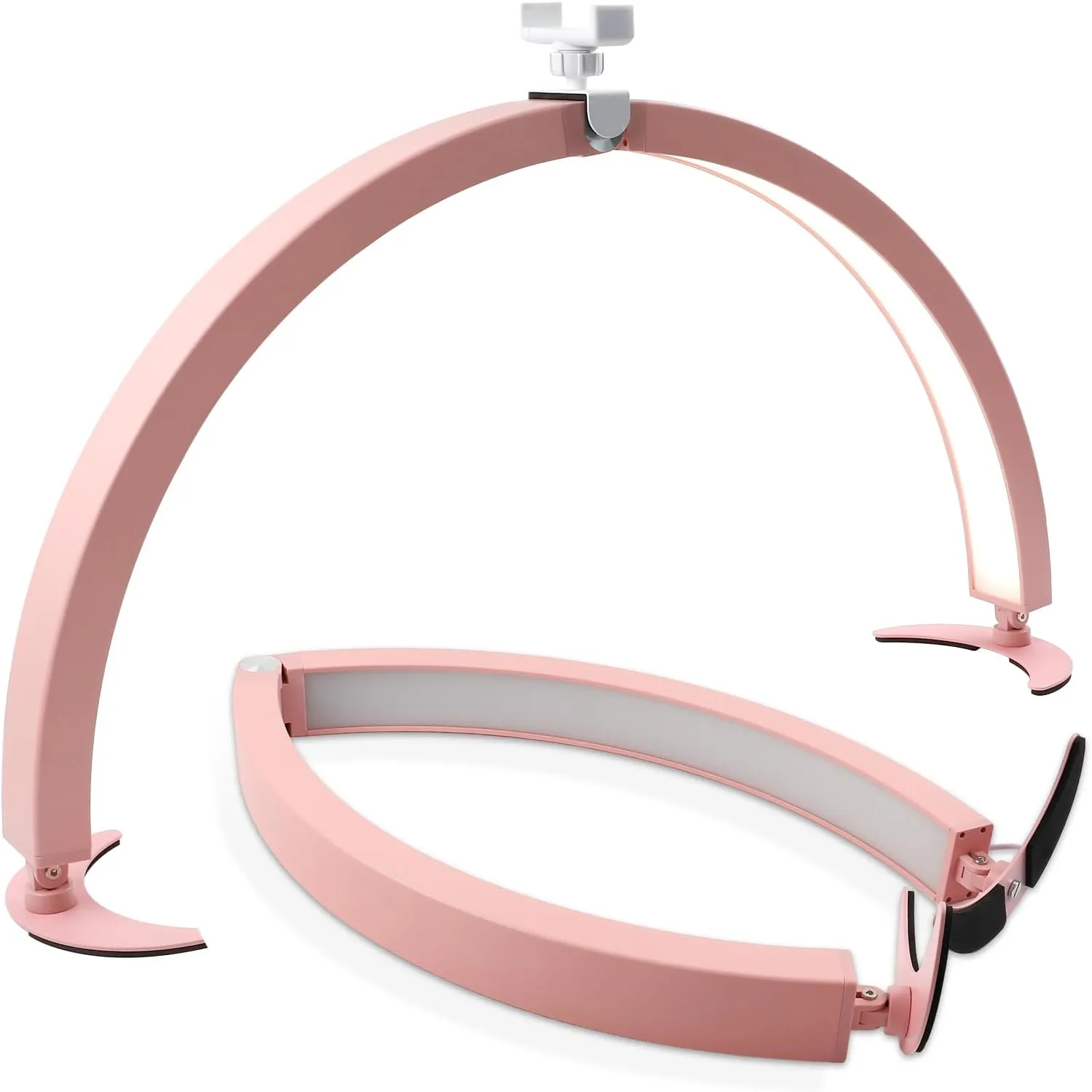 BQAN Half Moon Light, 29'' 40W Nail Desk Lamp with Phone Holder & Wire Controller & Remote, Stepless Adjustment for Nails, Tattoo, Eyelash Extensions (Pink)