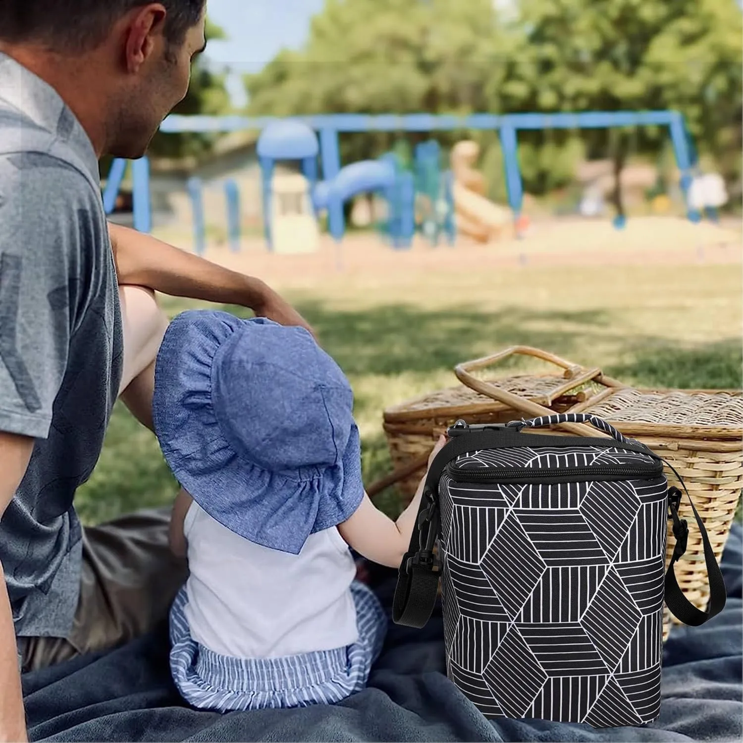 Breastmilk Cooler Bag with Ice Pack Fits 4 Baby Bottles Up to 9 Ounce Insulated Baby Bottle Bag Breast Milk Cooler on The Go with Strap Baby Bottle Cooler Bag for Nursing Mom Daycare or Travel