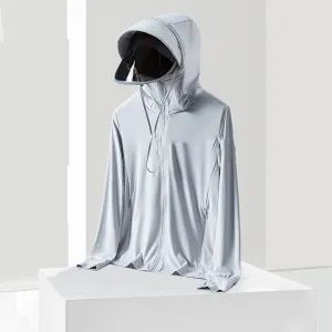 Breathable Thumbhole Women's Long Sleeve Hooded Jacket with Pockets UPF 50  Sun Protection Solid Color Performance