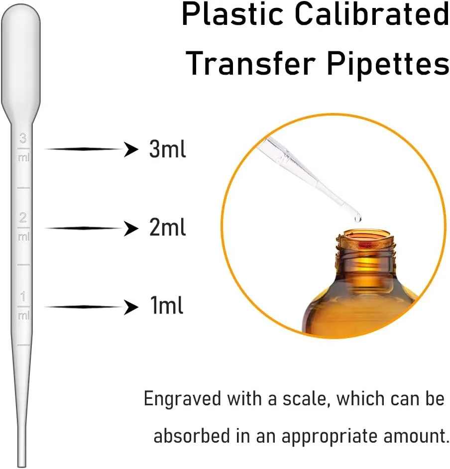 Bumobum 1oz Dropper Bottles for Essential Oils, 100 Pack 30ml Amber Glass Tincture Bottles with Eye Dropper, 10 Funnel and 10 Long Dropper for Travel, Home use
