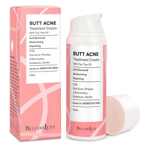 Butt Acne Clearing Treatment Cream: Body Acne Treatment Lotion for Folliculitis and Pimples on Back, Buttocks, Thighs With 2% Salicylic Acid & Tea Tree Oil - Butt Cream for Smooth Skin