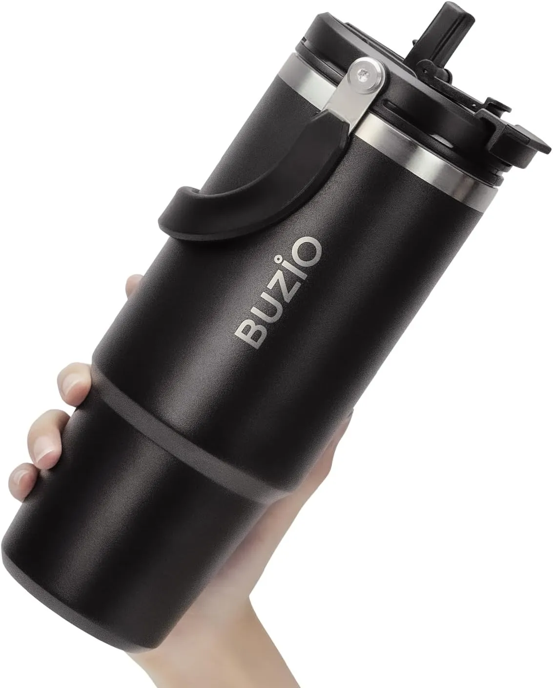 BUZIO 40 oz Tumbler with Handle, Insulated Tumbler with 2-in-1 Lid and Straw, Stainless Steel Vacuum Insulated Iced Coffee Tumbler Cup, Spill-Proof Travel Mug Thermal Cup for Hot and Cold Drinks