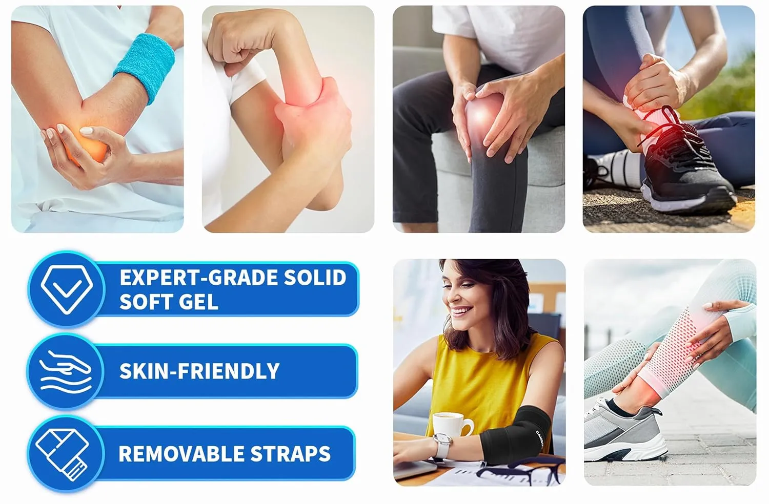 Cambivo Reusable Ice Pack Sleeve for Elbow – Hot & Cold Therapy Compression Brace for Tendonitis, Tennis Elbow, Bursitis, Arthritis, Arm & Calf Injuries, Pain Relief, Workout Recovery