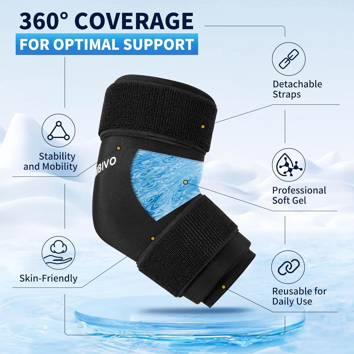 Cambivo Reusable Ice Pack Sleeve for Elbow – Hot & Cold Therapy Compression Brace for Tendonitis, Tennis Elbow, Bursitis, Arthritis, Arm & Calf Injuries, Pain Relief, Workout Recovery