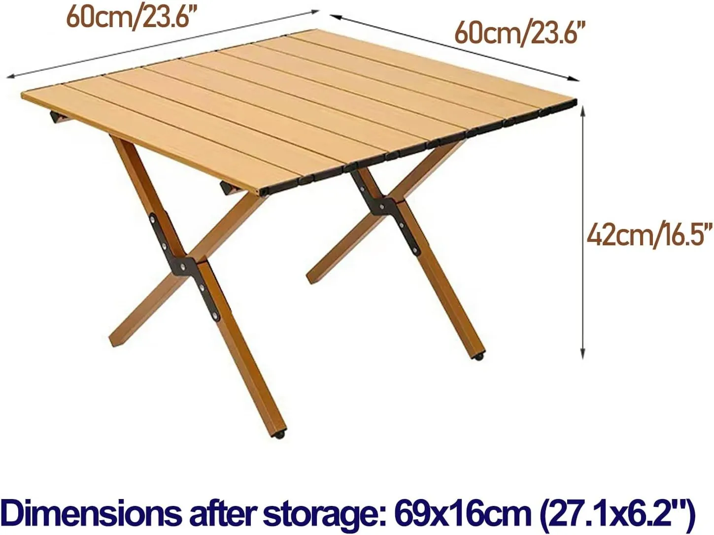 Camp Tables Portable Foldable, Carbon Steel Sturdy Folding Table, Dining Table for Cooking, Camp, Travel, BBQ, Party, 60cm/23.6in