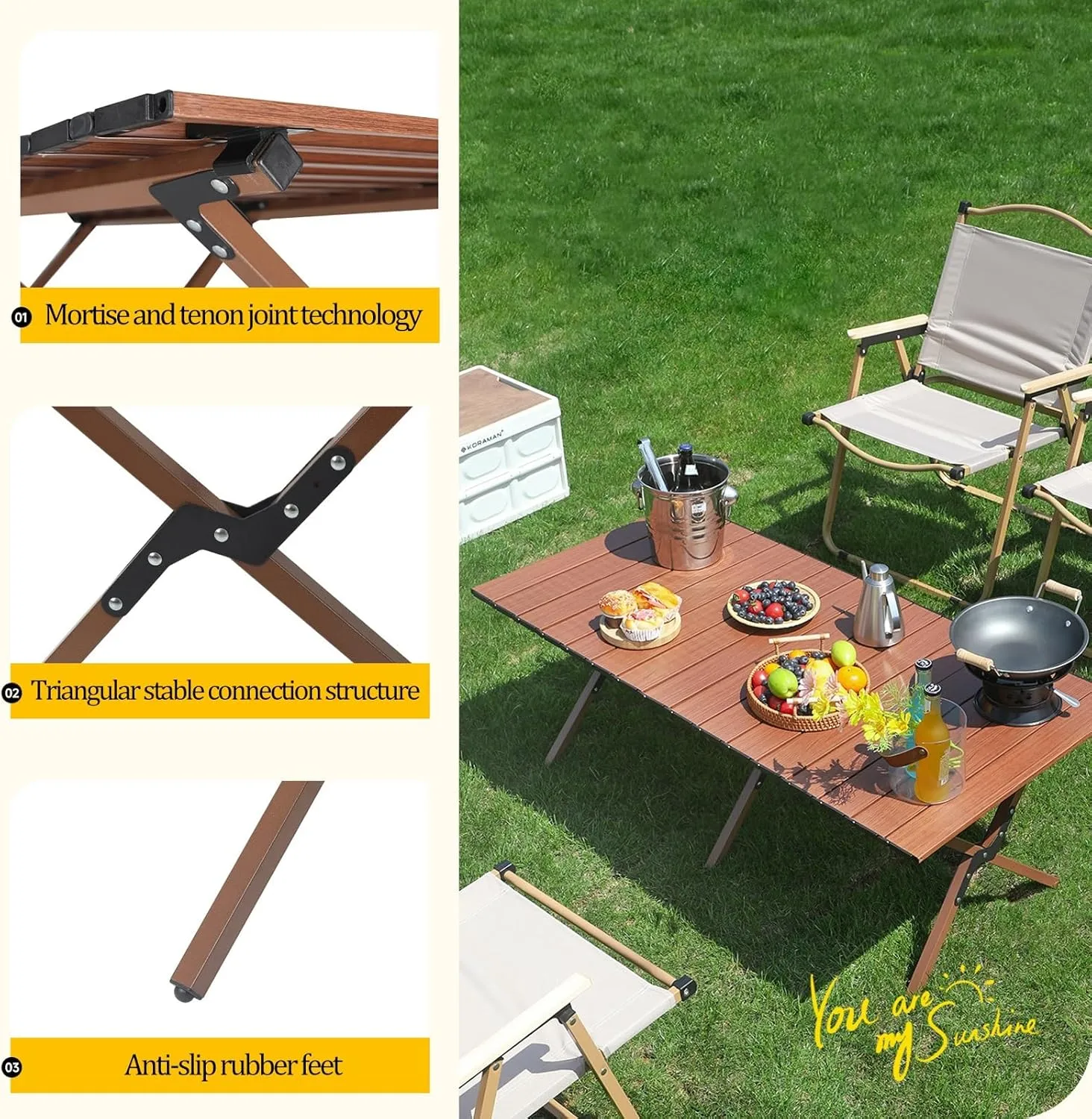 Camp Tables Portable Foldable, Carbon Steel Sturdy Folding Table, Dining Table for Cooking, Camp, Travel, BBQ, Party, 60cm/23.6in