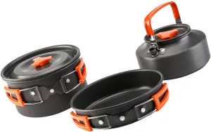 Camping Cooking Kit 2-3 Person Aluminum Alloy Cookware Set Portable Pot Kettle for Outdoor Activities