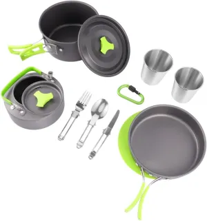 Camping Cooking Kits for 1-2 People Portable Non-Stick Cookware Set Utensil Cooking Set Teapot Lightweight Compact Camping Utensil Kit