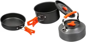 Camping Cooking Pot Portable Outdoor Picnic Cooking Pan Set Aluminum Camping Hiking Cookware Kit 2-3 Person Utensils for Outdoor Activities