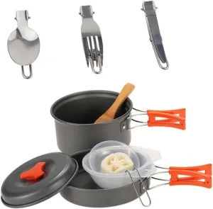 Camping Cooking Pots and Pans Set Portable Picnic Cookware Kit Utensils Outdoor Cooking Equipment Multi-use for Camping Hiking BBQ