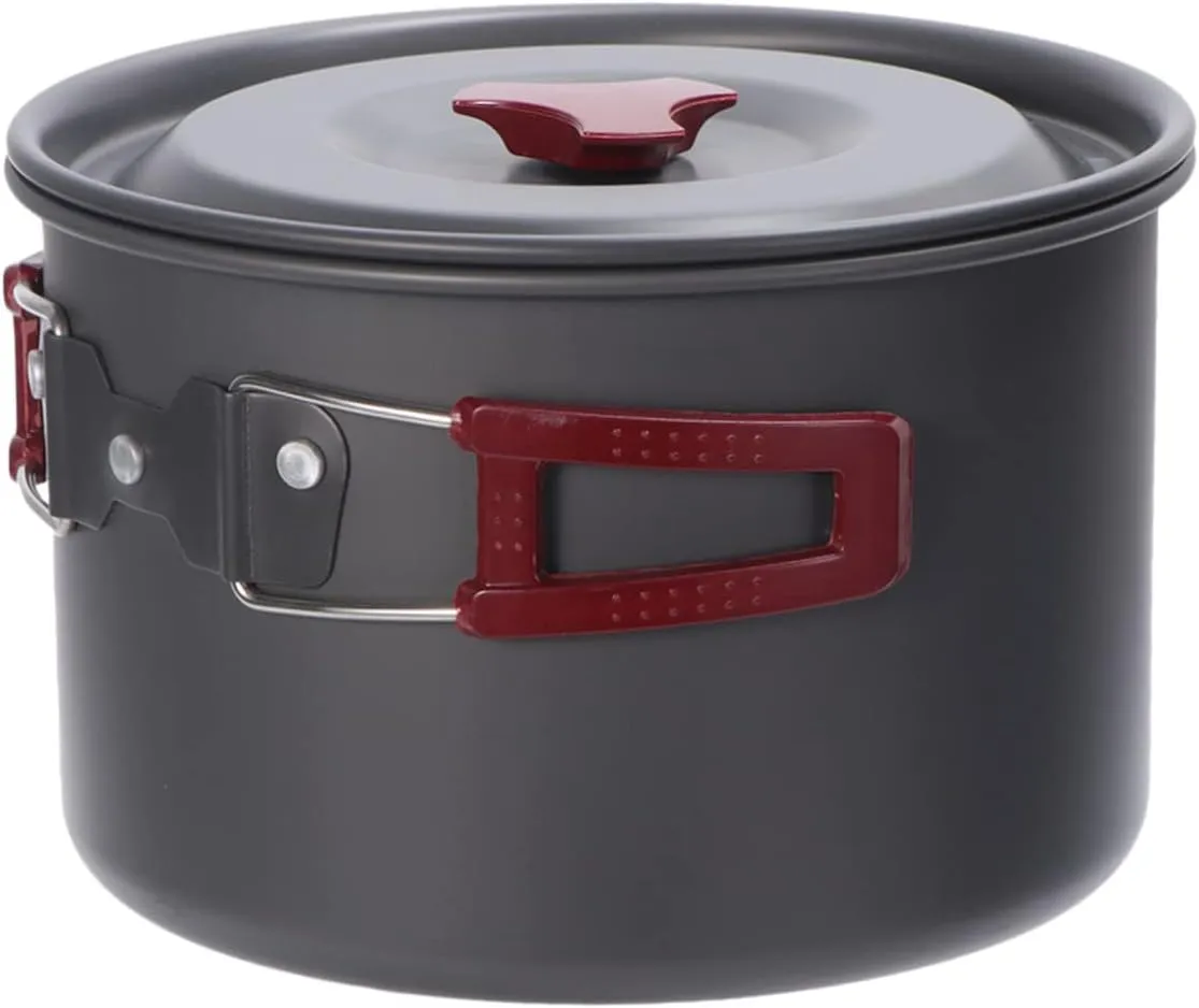 Camping Cooking Set Aluminum Alloy Pot Set Outdoor Cookware for Single Pot Cooker Silicone Cover