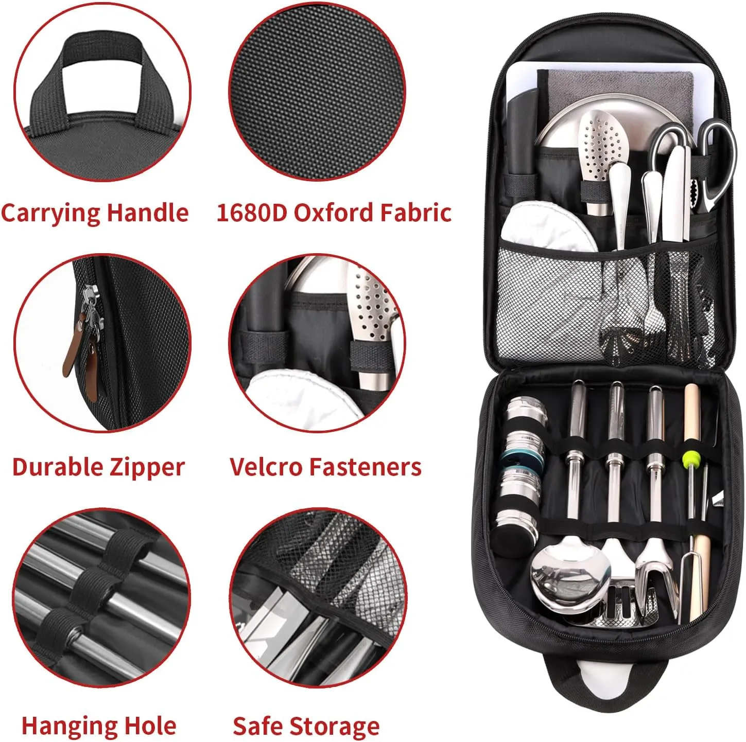 Camping Cooking Utensils Set Camping Essentials Camping Accessories Gear Must Haves Camper Tent for Camp Kitchen Cooking and Grilling, Ideal Gift for RV Tent Camper, Picnics, BBQs