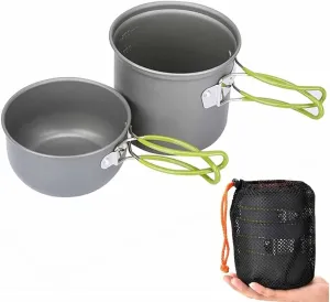 Camping Cookware Pots and Pans Set Nonstick with Mesh Bag Utensil Tableware Camping Equipment for Backpacking Hiking Picnic