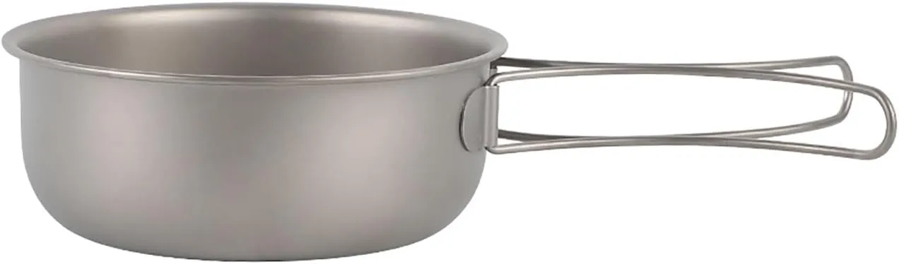 Camping Cookware, Titanium Skillet Saucepan, Outdoor Camping Pot, Portable Camping Pan with Foldable Handle Travel, Picnic Hiking Cooking Kit