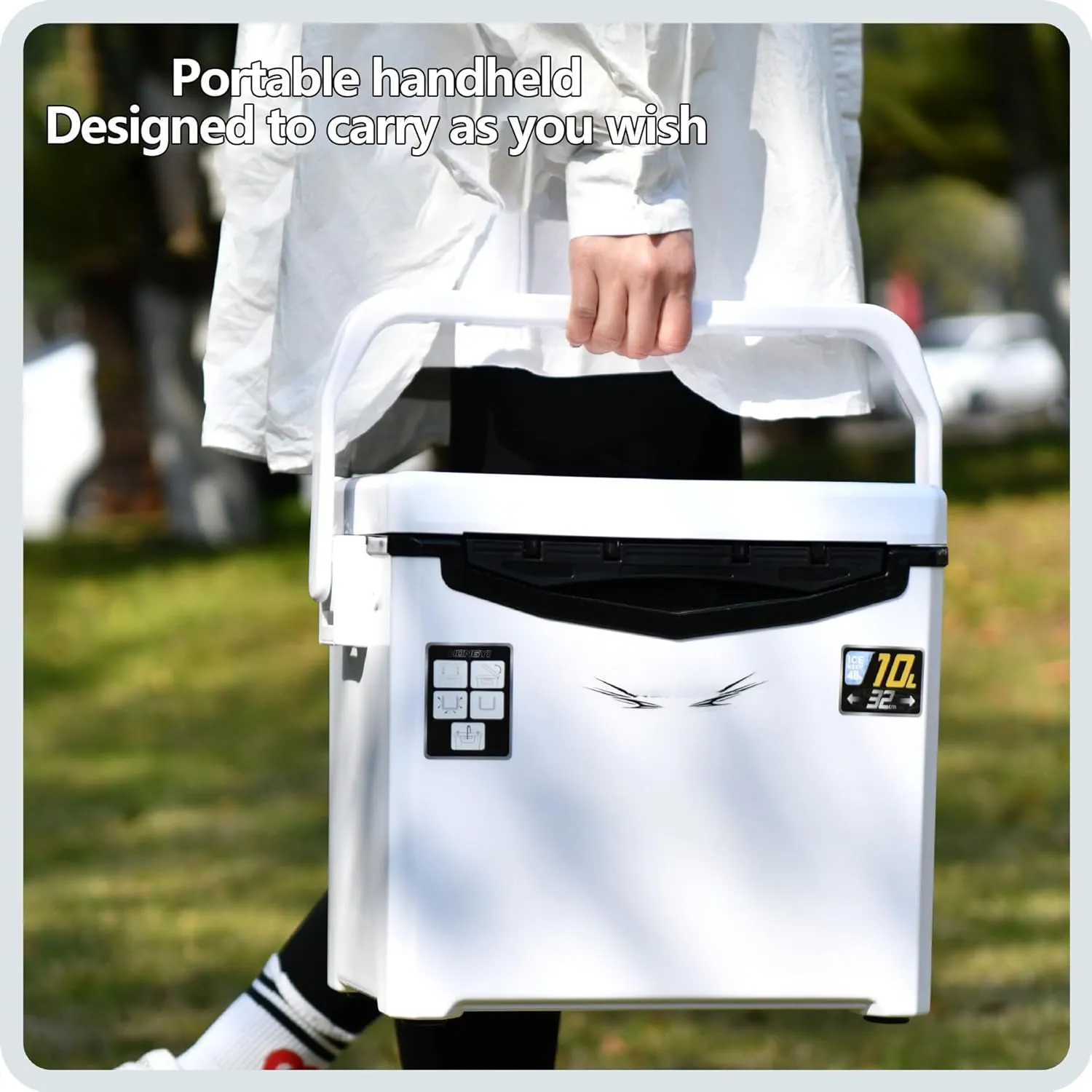 Camping Cooler, Insulated Portable Ice Chest Box,with Duty Handle,Keep Warm, Keep Cold and Keep Fresh，for Drink, Beverage, Beach, Camping, Picnic, Fishing, Boat, Barbecue 60L