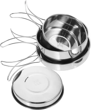 Camping Dinnerware Set 304 Stainless Steel Pot Pan Set Lightweight Portable Perfect for Outdoor Cooking Hiking Camping