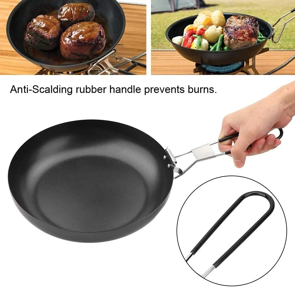 Camping Foldable Pan Outdoor Portable Pan Foldable Camping Cookware Non-Stick Pan Cooking Frying Camping Picnic Hiking Utensils