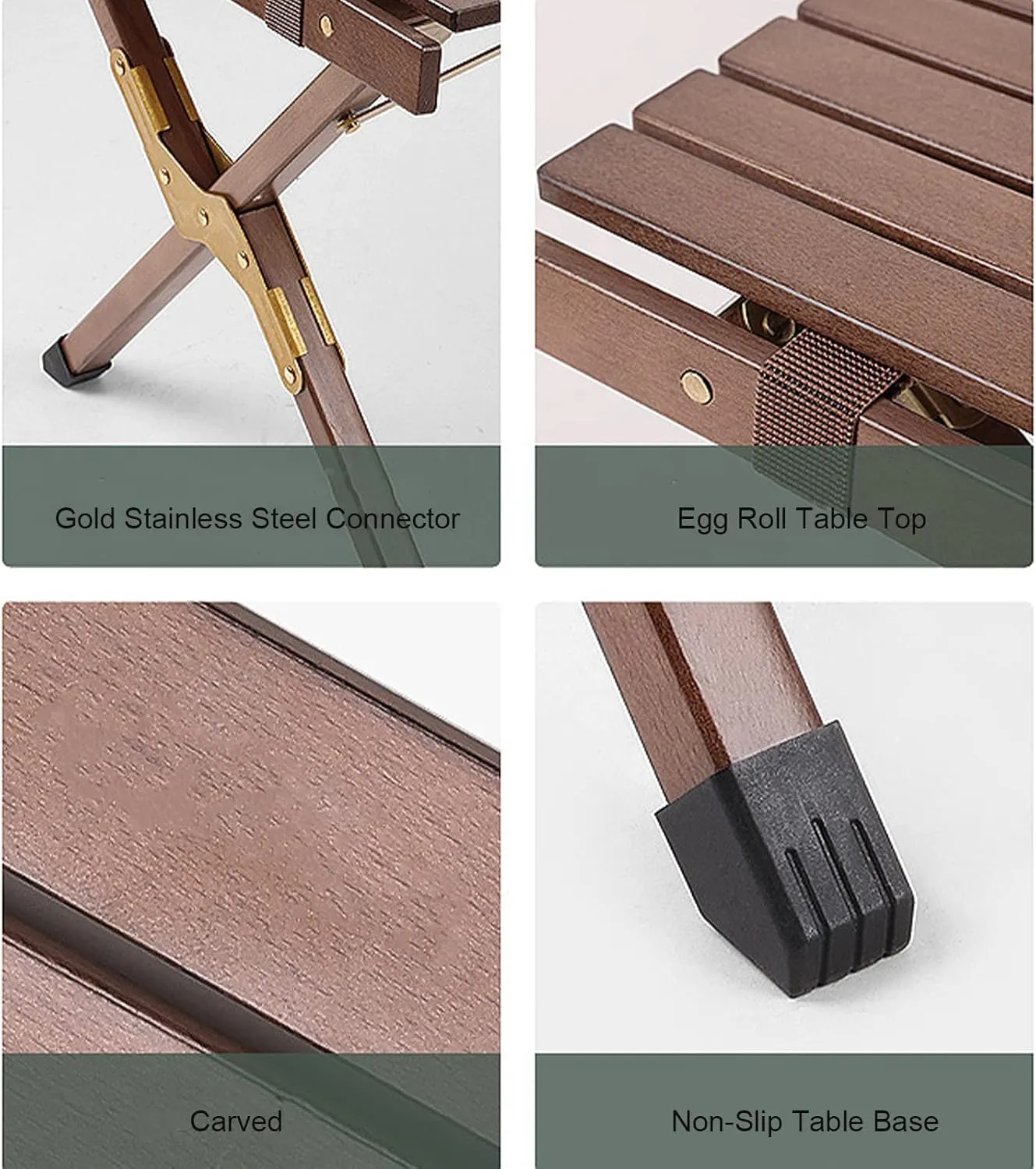 Camping Removable Solid Wood Table Portable Folding Roll Up Table Outdoor Picnic Multipurpose Foldable Ultralight Beach Table in a Bag