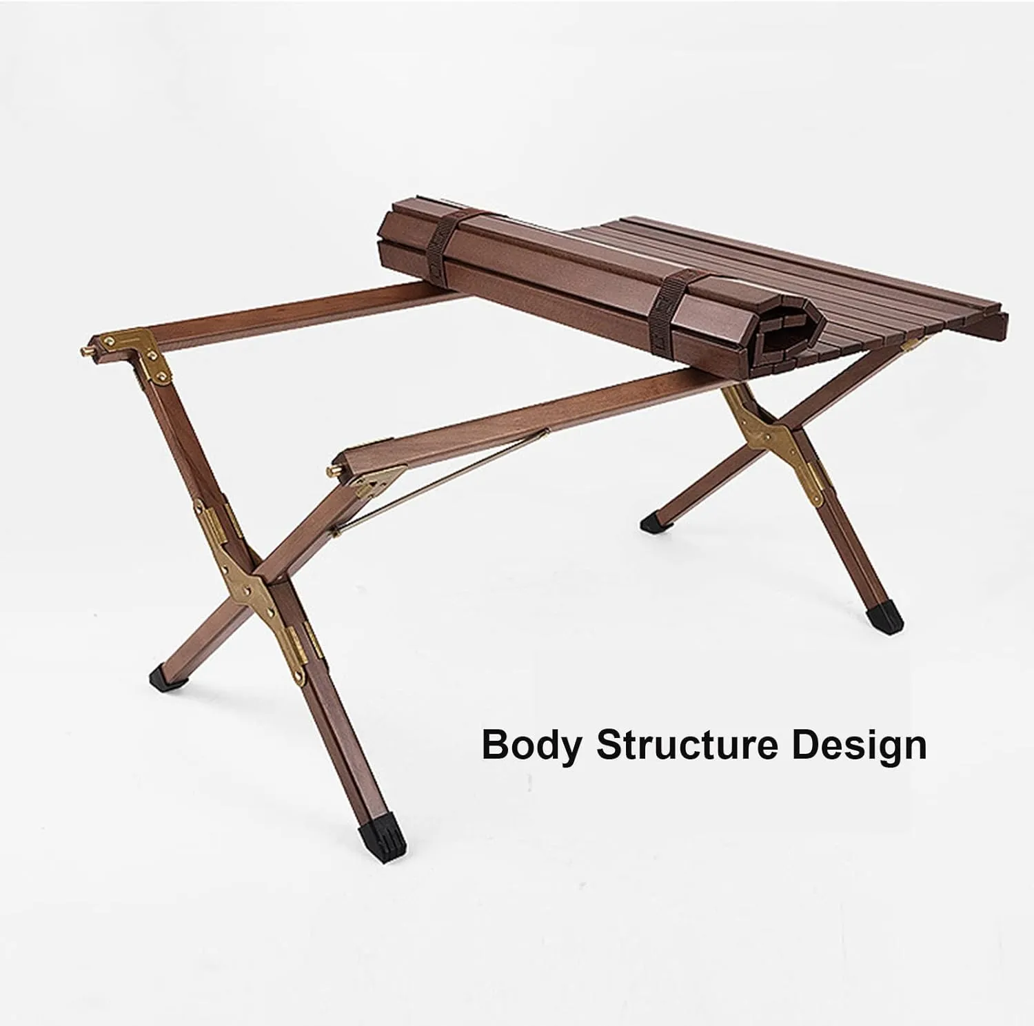 Camping Removable Solid Wood Table Portable Folding Roll Up Table Outdoor Picnic Multipurpose Foldable Ultralight Beach Table in a Bag