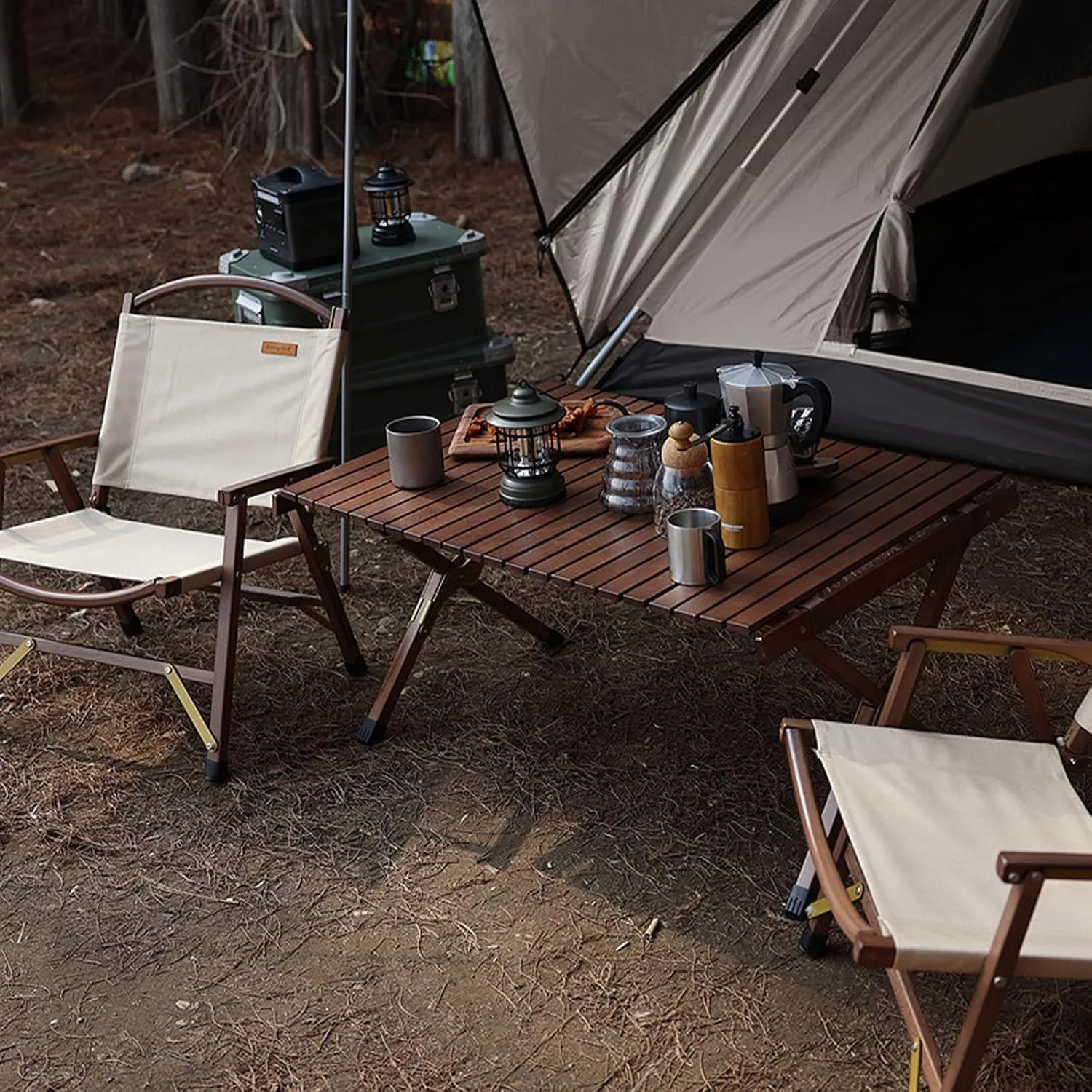 Camping Removable Solid Wood Table Portable Folding Roll Up Table Outdoor Picnic Multipurpose Foldable Ultralight Beach Table in a Bag