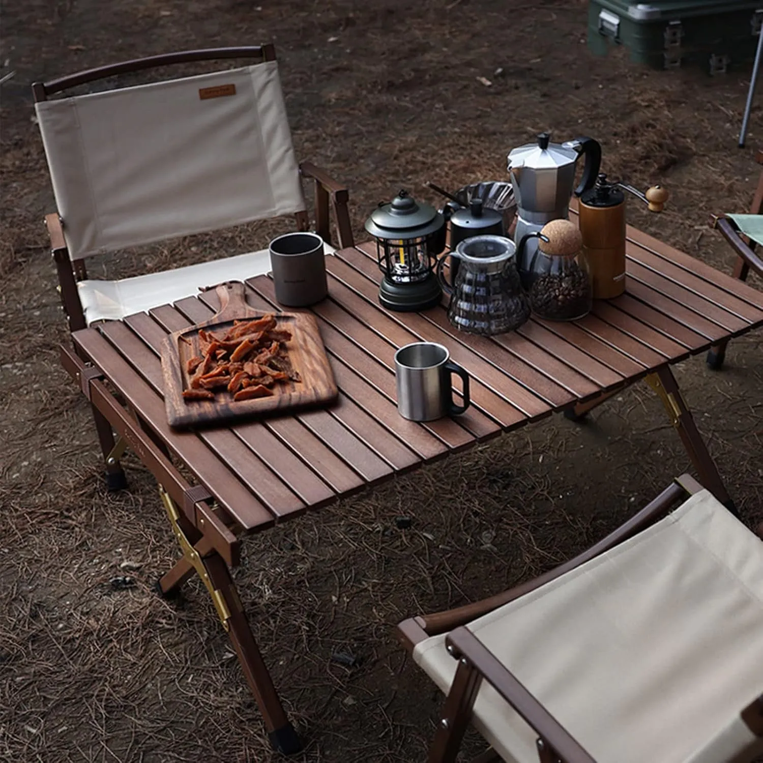 Camping Removable Solid Wood Table Portable Folding Roll Up Table Outdoor Picnic Multipurpose Foldable Ultralight Beach Table in a Bag