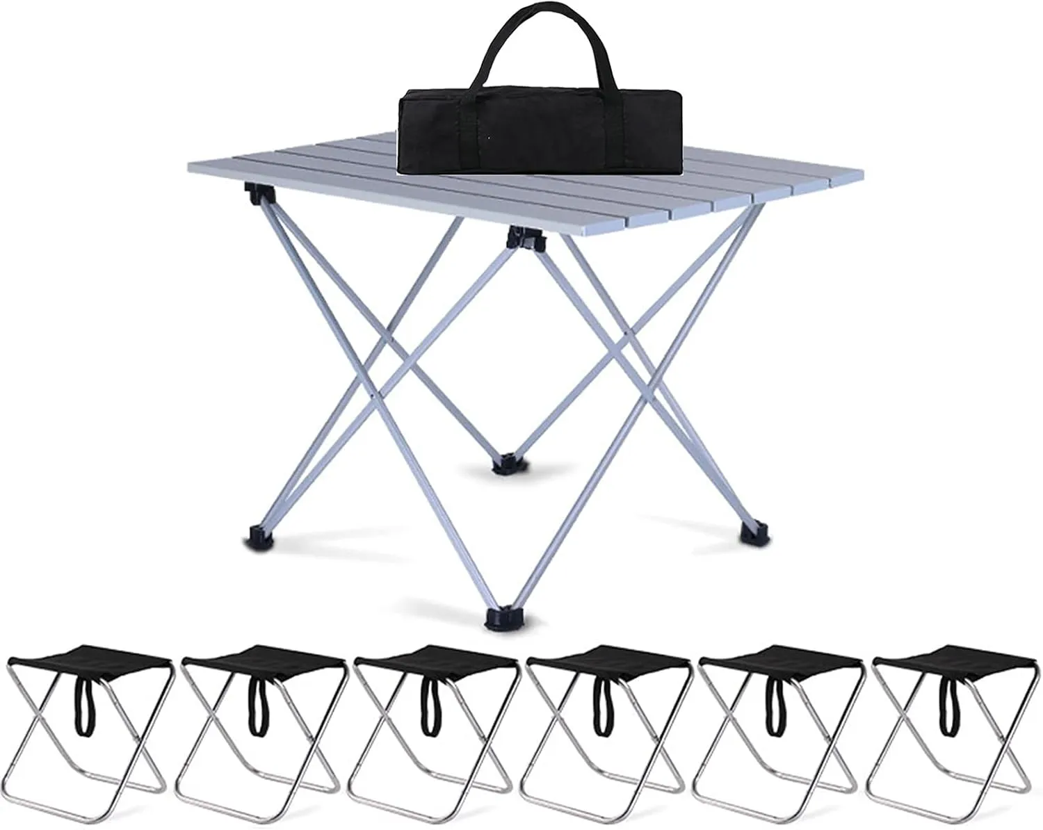 Camping Table Chairs 7-Piece Ultra-Light and Durable Set, Outdoor Aluminum Alloy Camping Picnic Table, Multifunctional Vehicle, Courtyard Table 56x40x40cm