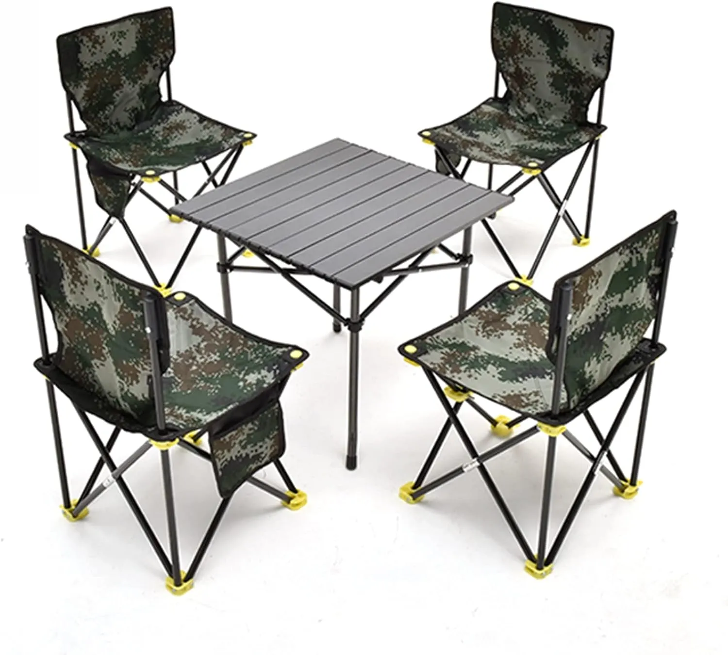 Camping Table Chairs Camouflage Outdoor Folding Table with 4 Chairs, Portable Ultra-Light Aluminum Picnic Table, Handbag is Convenient to Carry and Store (Size : Medium)