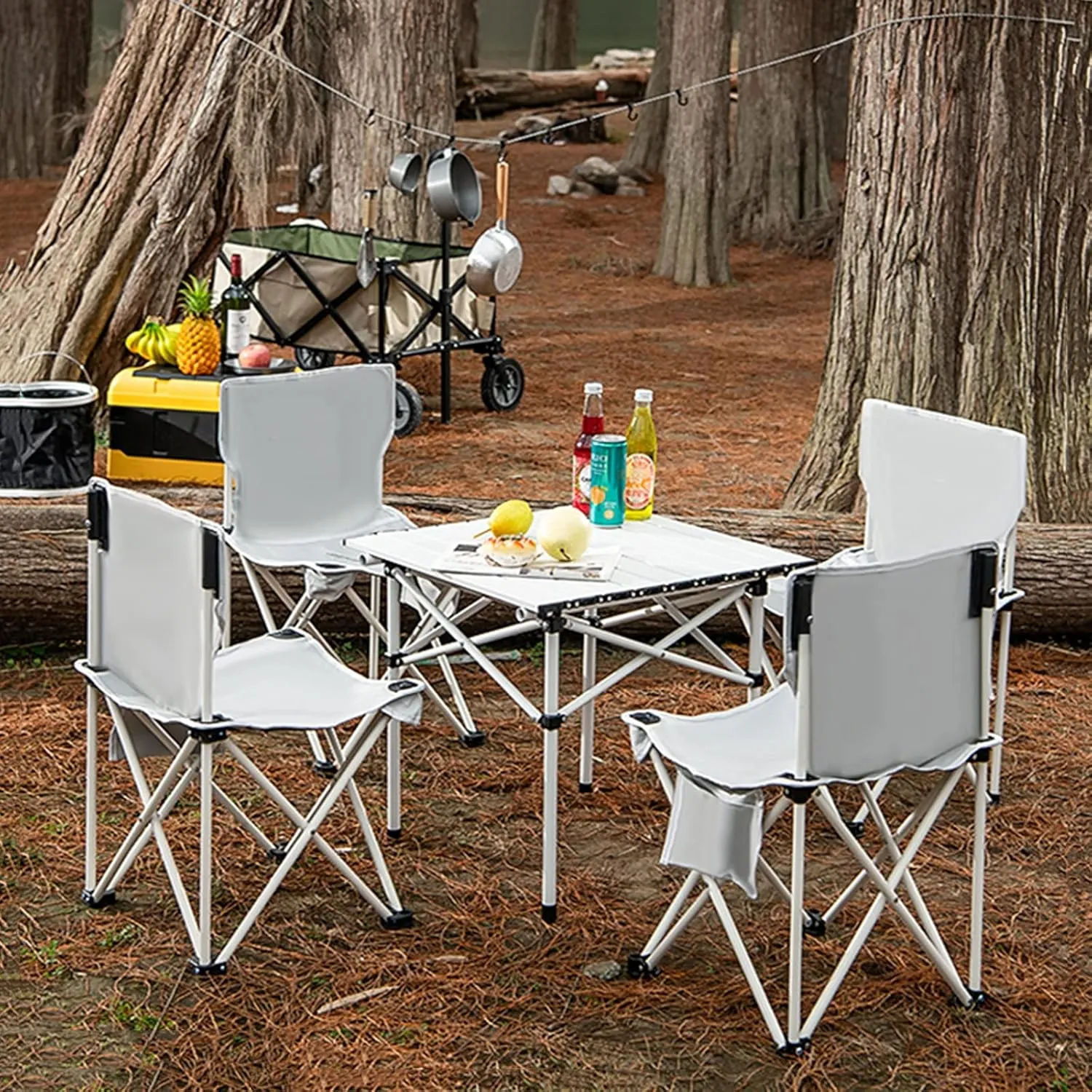 Camping Table Chairs Portable Outdoor Folding Table and Chair Set, Ultra-Light and Durable Aluminum Alloy Picnic Table, Suitable for Car Travel Beach Fishing (Color : Package 4)