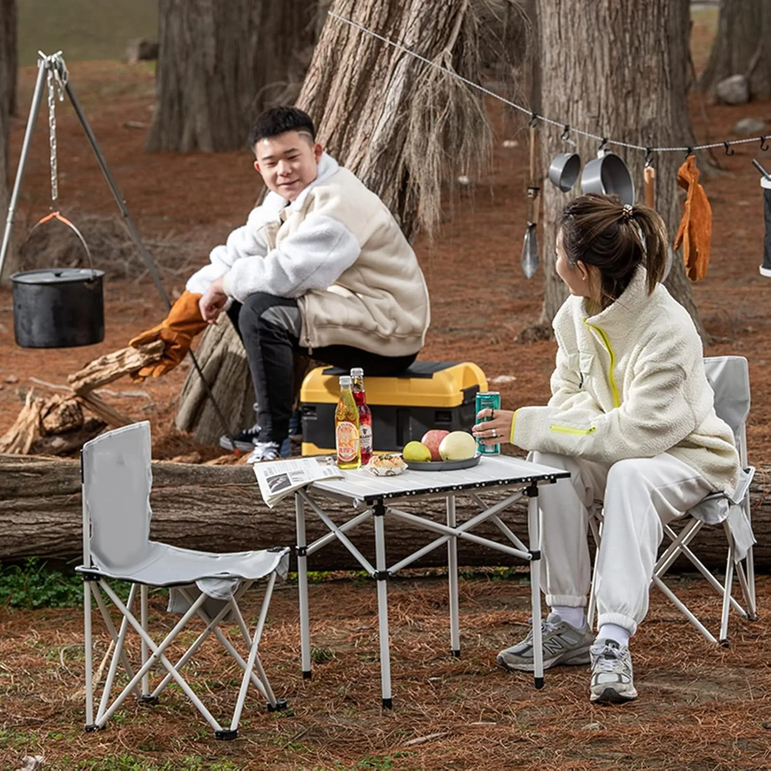 Camping Table Chairs Portable Outdoor Folding Table and Chair Set, Ultra-Light and Durable Aluminum Alloy Picnic Table, Suitable for Car Travel Beach Fishing (Color : Package 4)