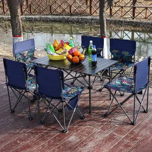Camping Table, Fold up Lightweight, 4-6 Person Portable Roll up Aluminum Table with Carry Bag for Outdoor,Black