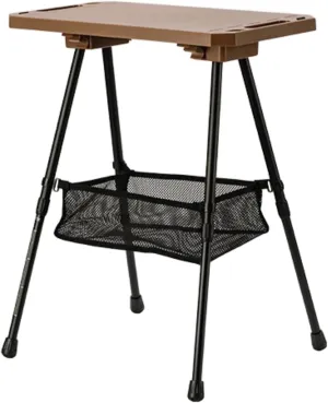 Camping Table Folding Portable Furniture Desk with Mesh Pocket with Adjustable Legs for Garden Trips Backpacking Backyard, Khaki