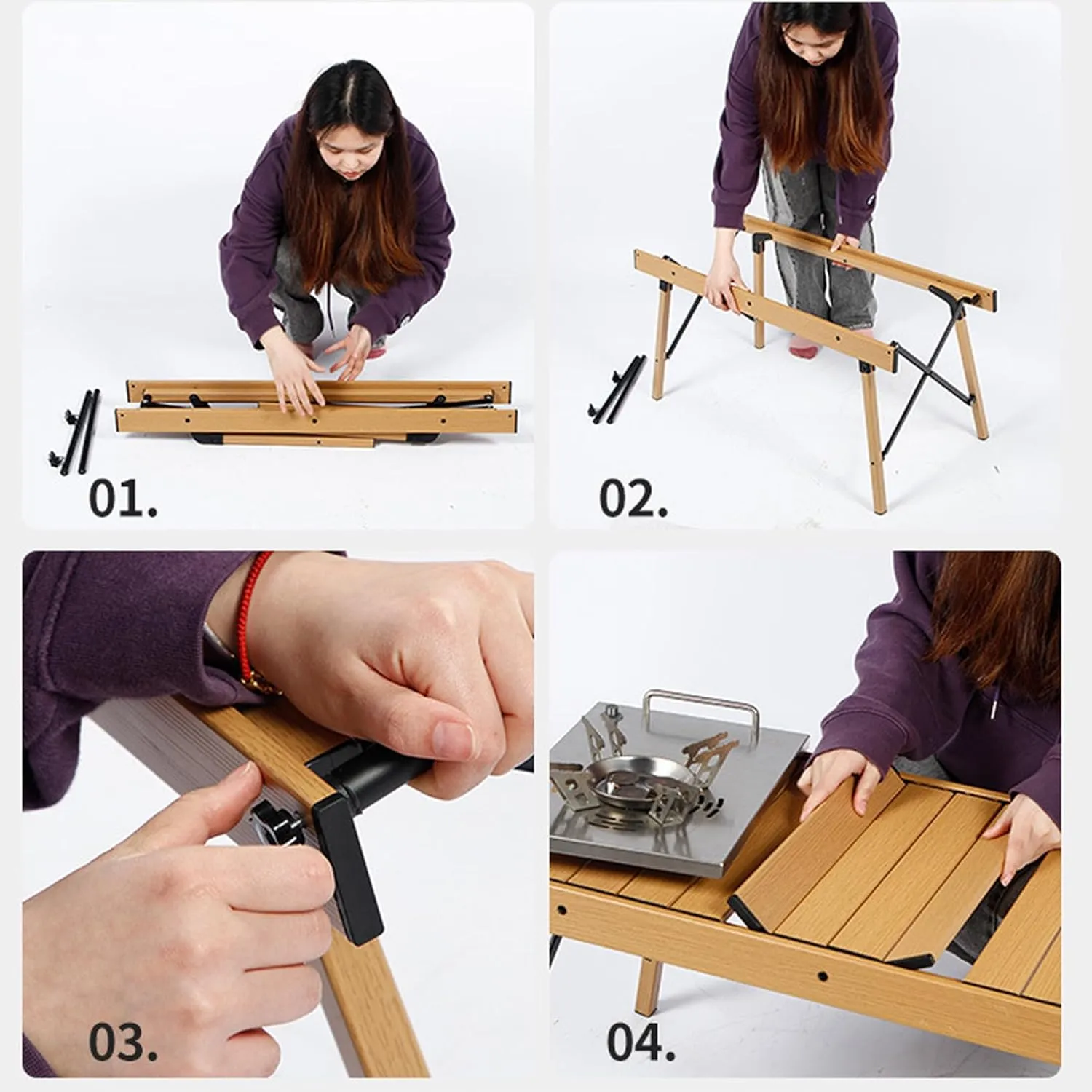 Camping Table Lightweight Foldable, Aluminum Roll-up Table with Easy Carrying Bag, for Beach,Backyard, BBQ, Party, Picnic