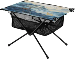 Camping Table Lightweight Portable Folding Table with Mesh Storage Net Animal Deer Landscape Ideal for Camping Hiking Beach Picnic Travel Backyard