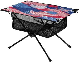 Camping Table Lightweight Portable Folding Table with Mesh Storage Net Ocean Themed Dot Shell Ideal for Camping Hiking Beach Picnic Travel Backyard