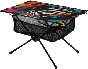 Camping Table Lightweight Portable Folding Table with Mesh Storage Net Zebra Skin Ideal for Camping Hiking Beach Picnic Travel Backyard